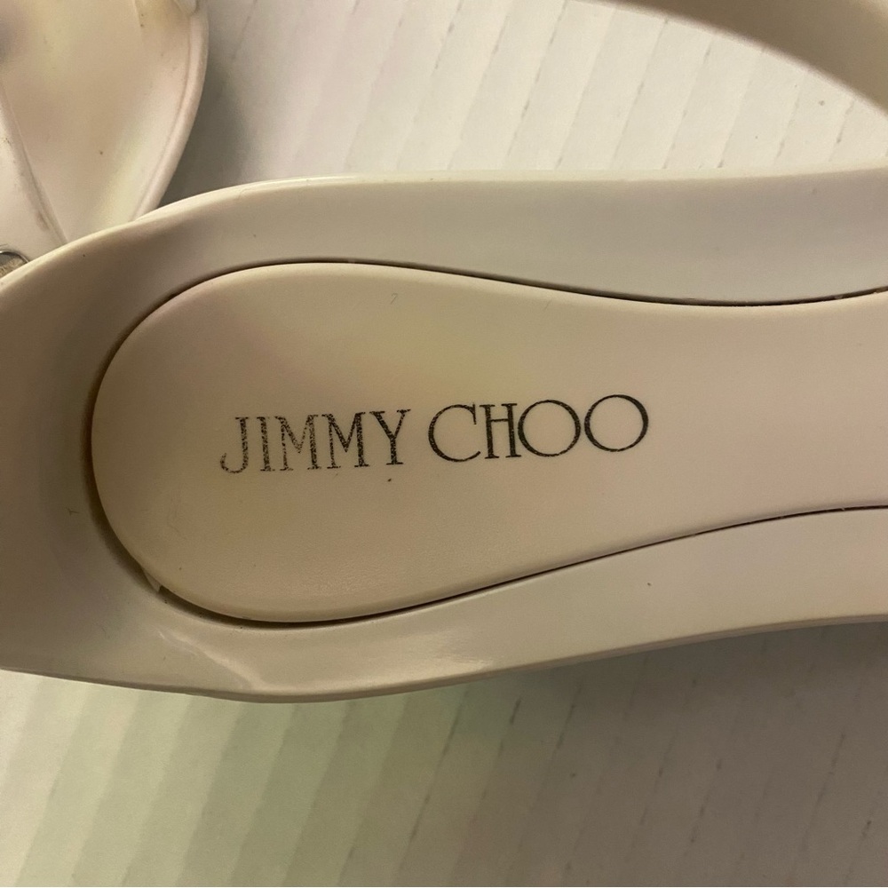 Jimmy Choo Jenny White Sandals with Silver Studs GUC 36 - Picture 8 of 10
